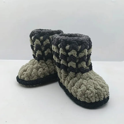 Erkek Çocuk Kahverengi Örgü Patik 1617 Numara El Örmesi