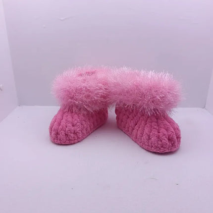 Pembe Kız Çocuk Örme Ev Patiği Yumuşak Tüylü 1819 Numara