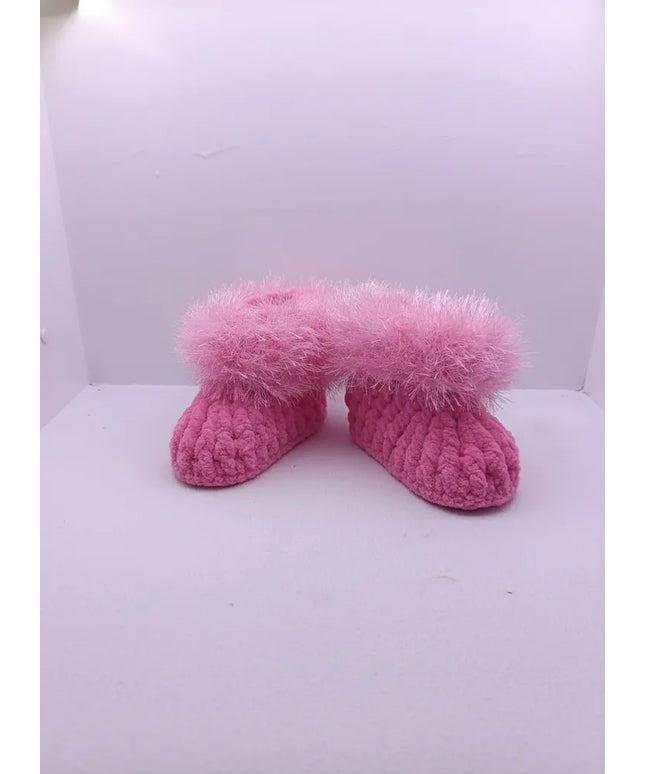 Pembe Kız Çocuk Örme Ev Patiği Yumuşak Tüylü 1819 Numara