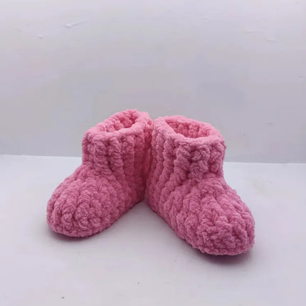 Pembe Kız Çocuk Örgü Patik Yumuşak Dokulu 1819 Numara El Örmesi