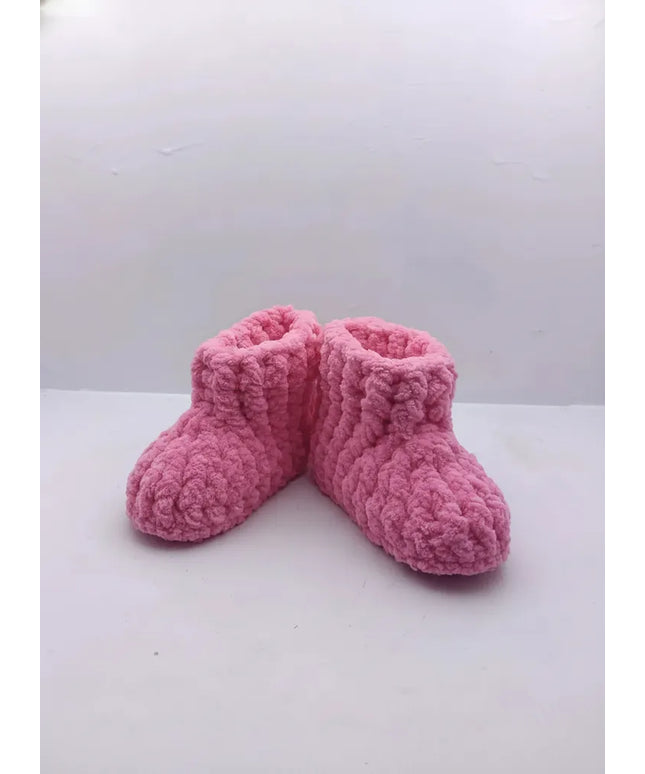 Pembe Kız Çocuk Örgü Patik Yumuşak Dokulu 1819 Numara El Örmesi