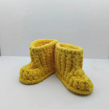 Sarı Örme Bebek Patiği Yumuşak Dokulu 1819 Numara El Emeği
