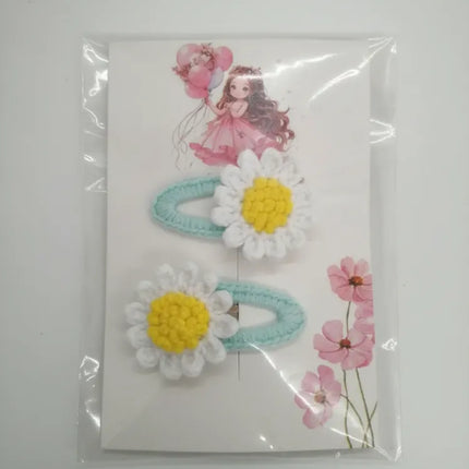 Örgü Papatya Desenli Kıskaçlı Bebek Toka El Emeği