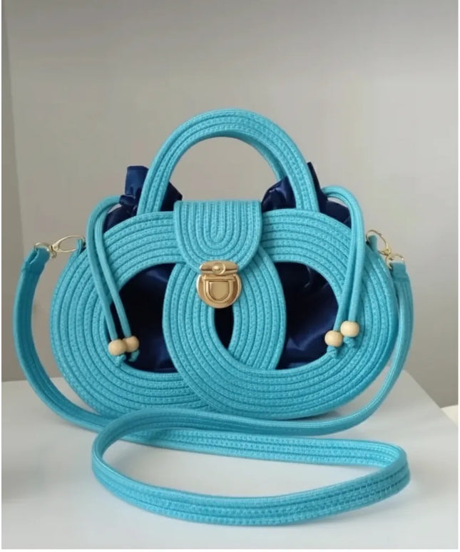 Turkuaz Halat İp Örme Omuz Çantası El Yapımı Tasarım