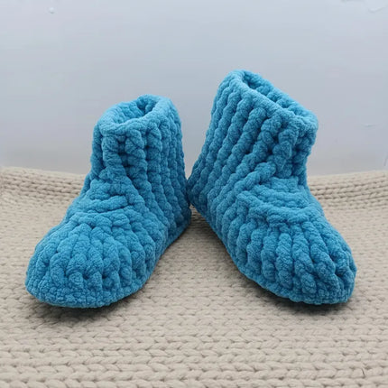 Mavi Örgü Çocuk Panduf Yumuşak ve Sıcak Ev Terliği 2829 Numara