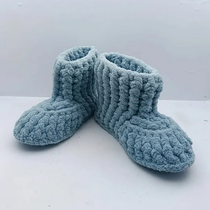 Mavi Çocuk Örgü Patik Yumuşak Dokulu 2829 Numara El Örmesi
