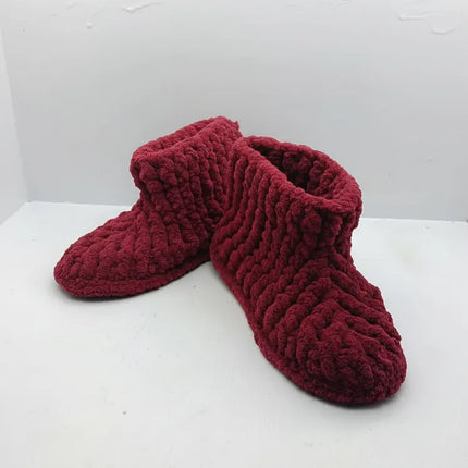 Bordo Çocuk Ev Patiği Örme 2829 Numara El Emeği