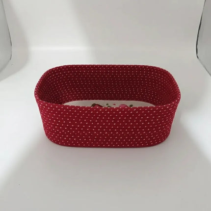 Kırmızı Beyaz Puantiyeli Noel Baba Desenli İp Sepet El Yapımı