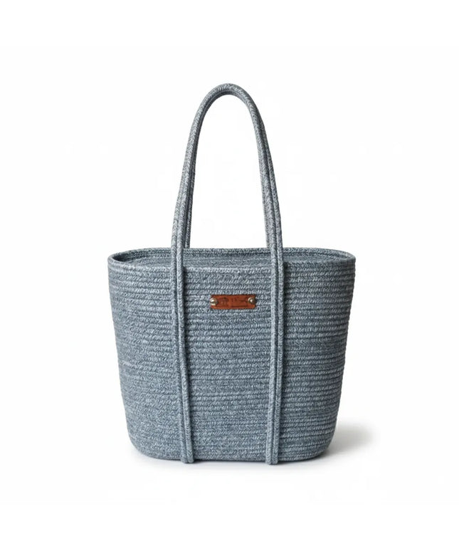 Gri Halat İp Örgü Omuz Çantası El Yapımı Şık Tasarım