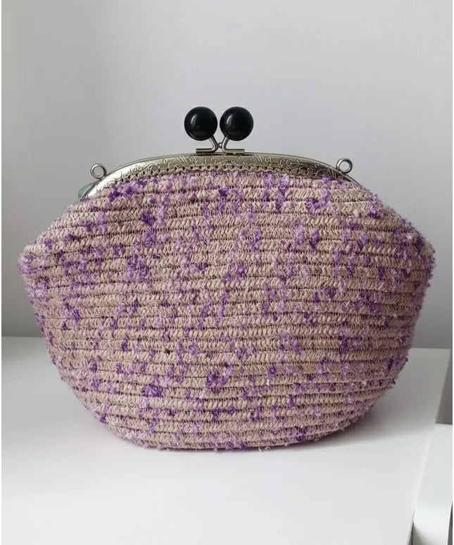 Pembe ve Mor Renkli Örme Cüzdan El Yapımı Bozuk Para Kesesi