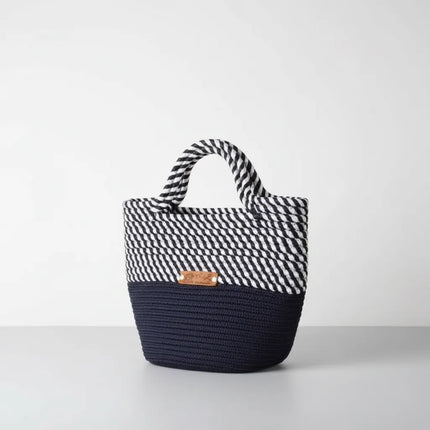 Halat İpten Zebra Desenli El Yapımı Örme Çanta Plaj ve Günlük Kullanım