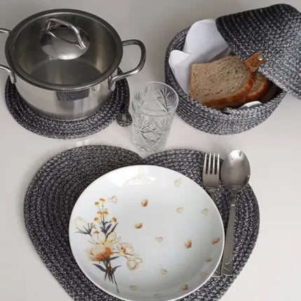 Gri Renkli Tek Kişilik Servis Supla Seti (Sepet ve Nihale Dahil)