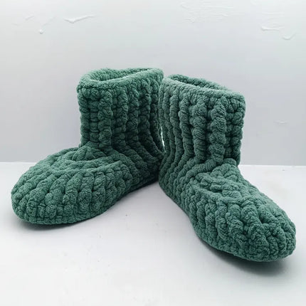 Yeşil Örgü Çocuk Ev Patiği 3031 Numara Yumuşak ve Sıcak