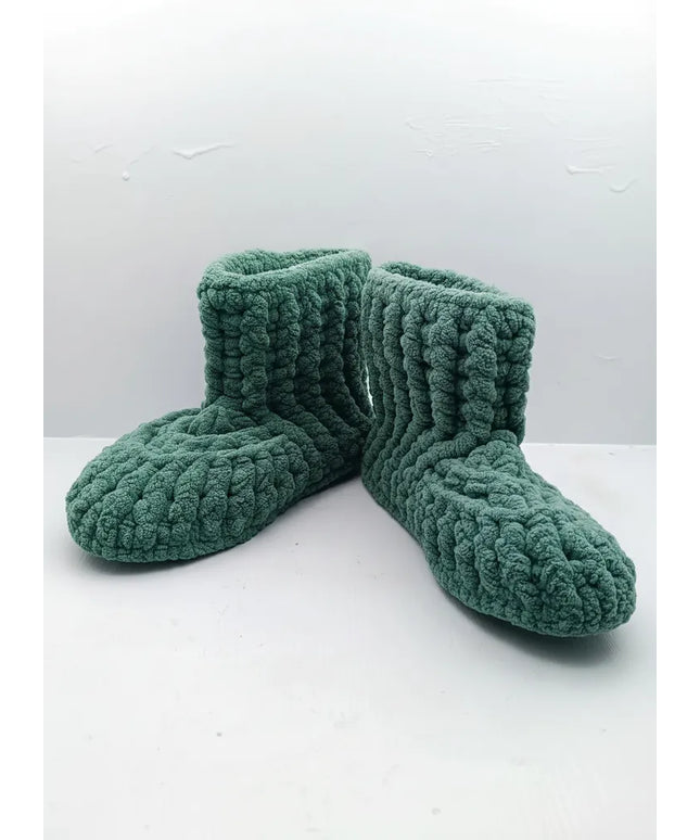 Yeşil Örgü Çocuk Ev Patiği 3031 Numara Yumuşak ve Sıcak