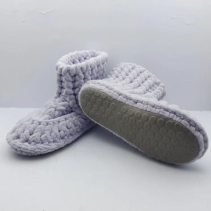 Lila Renkli Örme Kaymaz Tabanlı Kadın Ev Patiği 3536 Numara