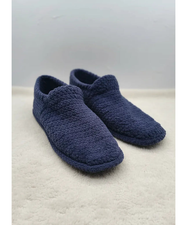Lacivert Örme Kadın Ev Patiği Sıcak Tutan Yumuşak Tasarım 3738