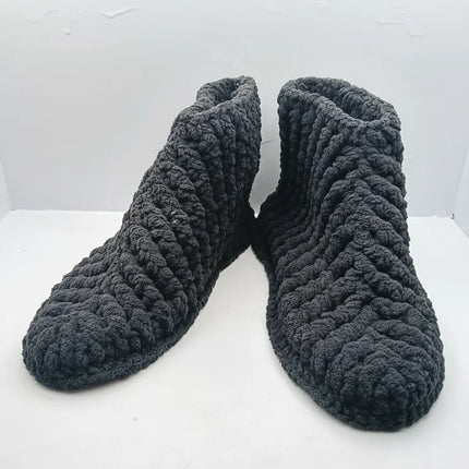 Kadın Gri Örme Ev Patiği Çeyizlik Hediyelik 3839 Numara El Emeği