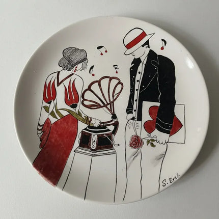 Seramik Dekoratif Tabak Özel Tasarım Desenli Duvar Tabağı El Yapımı