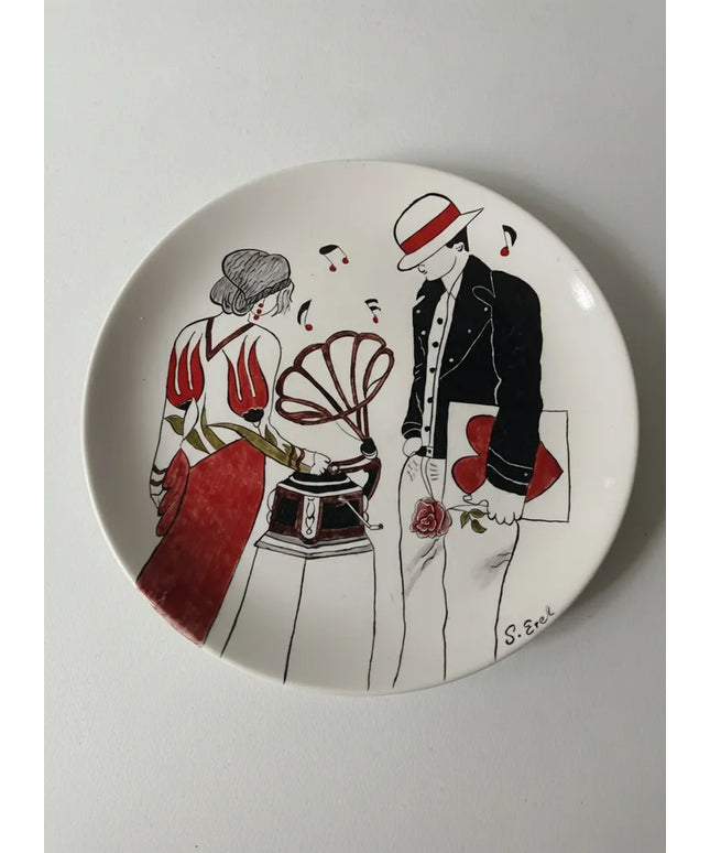 Seramik Dekoratif Tabak Özel Tasarım Desenli Duvar Tabağı El Yapımı