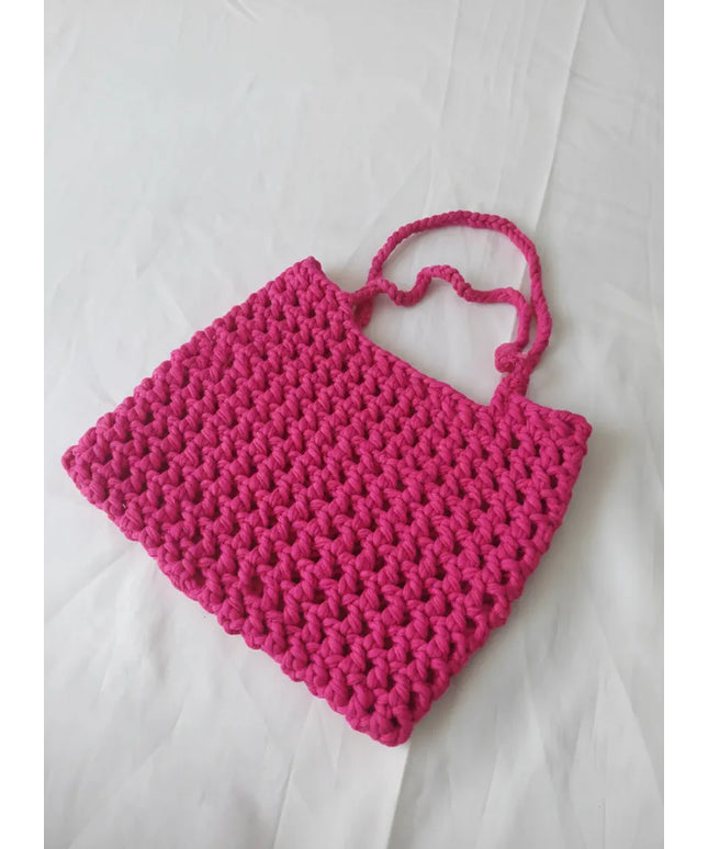 Pembe Makrome Örgü Omuz Çantası El Emeği Tasarım