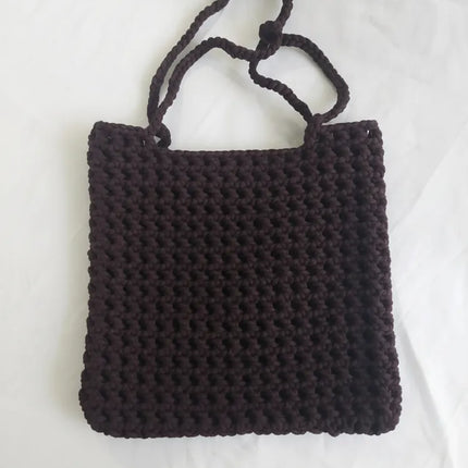 Kahverengi Örgü Omuz Çantası El Yapımı Makrome Tasarım