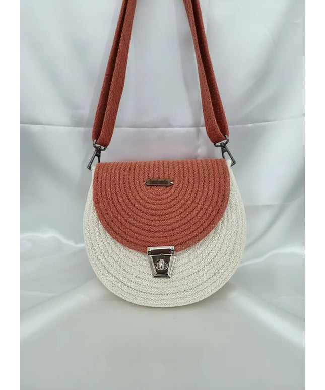 Kordon İpinden Örme Çapraz Omuz Çantası El Emeği