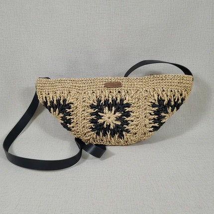 Kağıt İp Örgü Desenli Telefon Çantası ve Omuz Askısı El Emeği