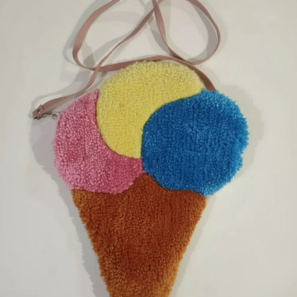 Renkli Dondurma Desenli Omuz Çantası El Yapımı Tasarım