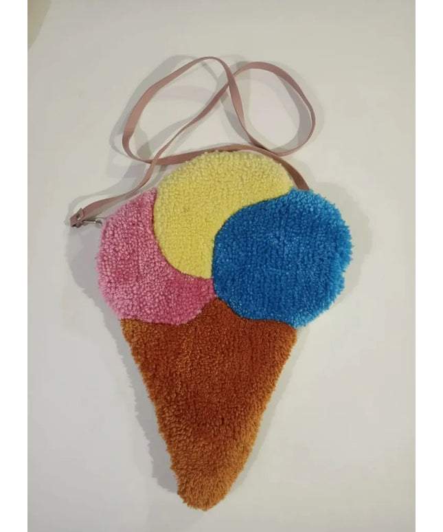 Renkli Dondurma Desenli Omuz Çantası El Yapımı Tasarım