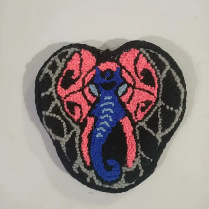 Kalp Şeklinde Fil Desenli Bardak Altlığı El Yapımı Dekoratif