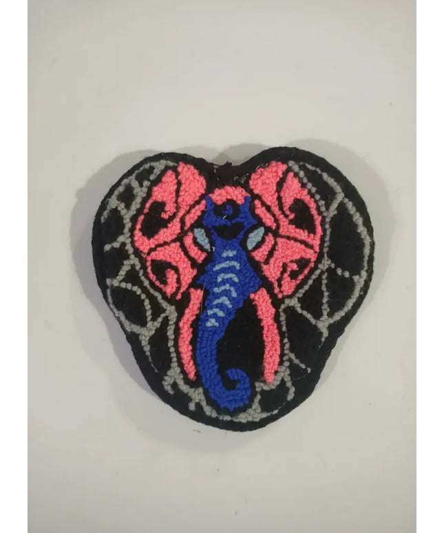 Kalp Şeklinde Fil Desenli Bardak Altlığı El Yapımı Dekoratif