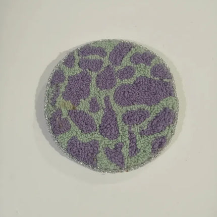 Yuvarlak Mor ve Yeşil Desenli Bardak Altlığı El Yapımı