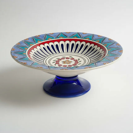 İznik Çinisi Ayaklı Kase 30cm Çapında El İşçiliği Dekoratif