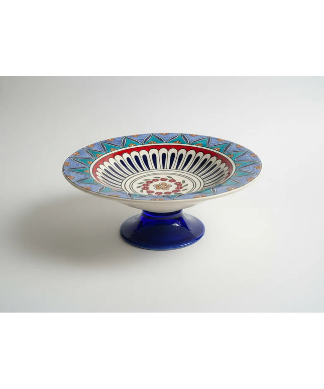 İznik Çinisi Ayaklı Kase 30cm Çapında El İşçiliği Dekoratif