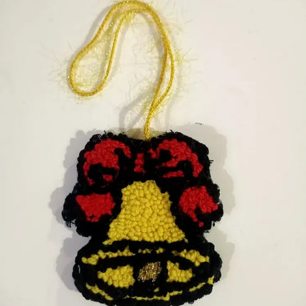 Sarı Zil Şeklinde Yün İpten Duvar Süsü El Yapımı Dekoratif