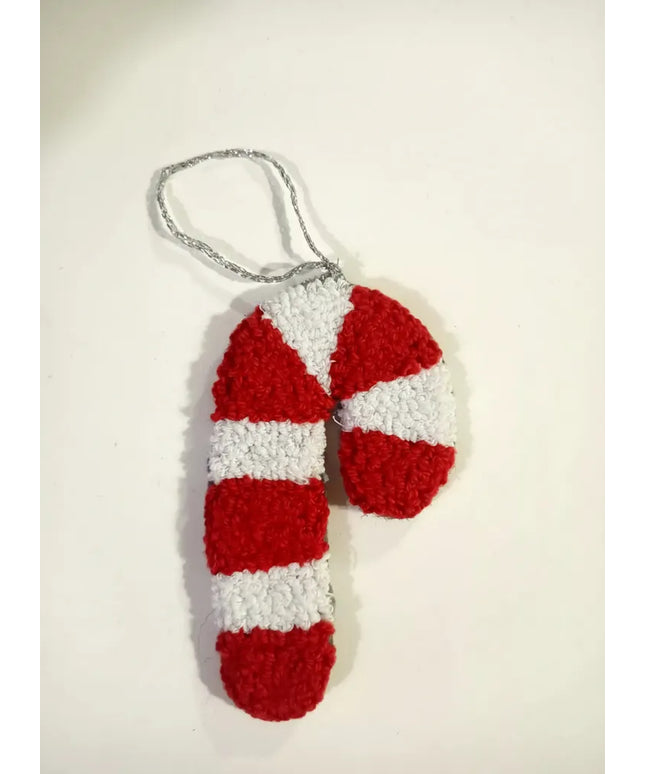 Kırmızı ve Beyaz Şeker Baston Duvar Süsü El Emeği Dekoratif Obje