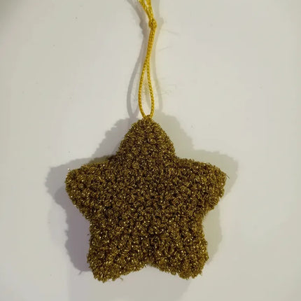 Altın Rengi Simli Yıldız Duvar Süsü Dekoratif El Yapımı