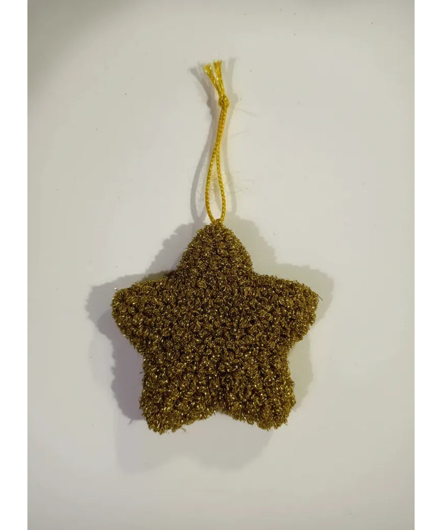 Altın Rengi Simli Yıldız Duvar Süsü Dekoratif El Yapımı