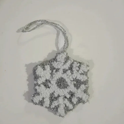 Beyaz Simli Kar Tanesi Örgü Duvar Süsü El Yapımı Dekorasyon