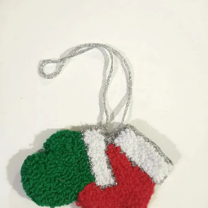 Örgü İtalyan Bayrağı Temalı Kırmızı Yeşil Beyaz Eldiven Duvar Süsü