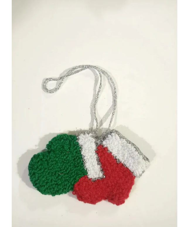 Örgü İtalyan Bayrağı Temalı Kırmızı Yeşil Beyaz Eldiven Duvar Süsü