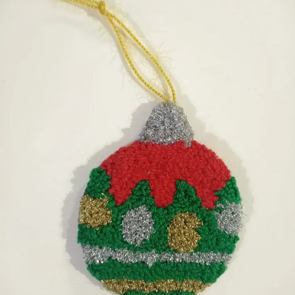 Yuvarlak Noel Ağacı Süsü Punch Nakışı Tekniğiyle El Yapımı