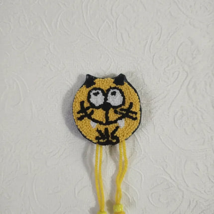 Sarı Renkli Kedi Figürlü Magnet Buzdolabı Süsü El Yapımı