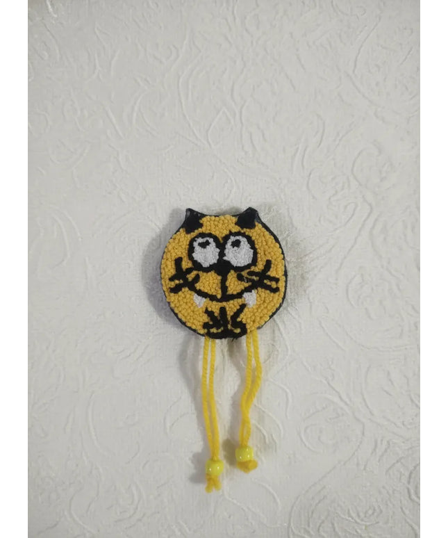 Sarı Renkli Kedi Figürlü Magnet Buzdolabı Süsü El Yapımı