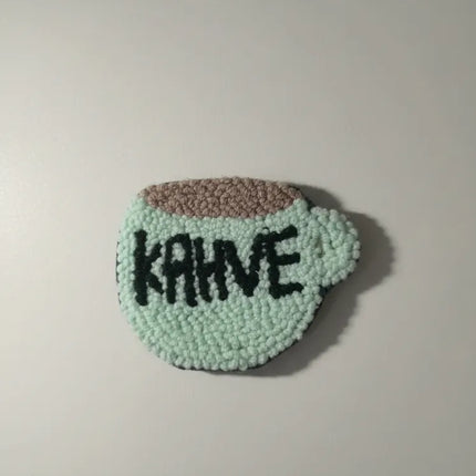 Yeşil Kahve Fincanı Tasarımlı Buzdolabı Magneti Punch Nakışı