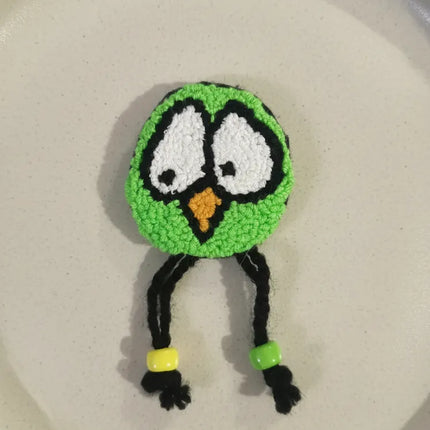 Yeşil Örme Kuş Figürlü Buzdolabı Magneti El Yapımı Dekoratif