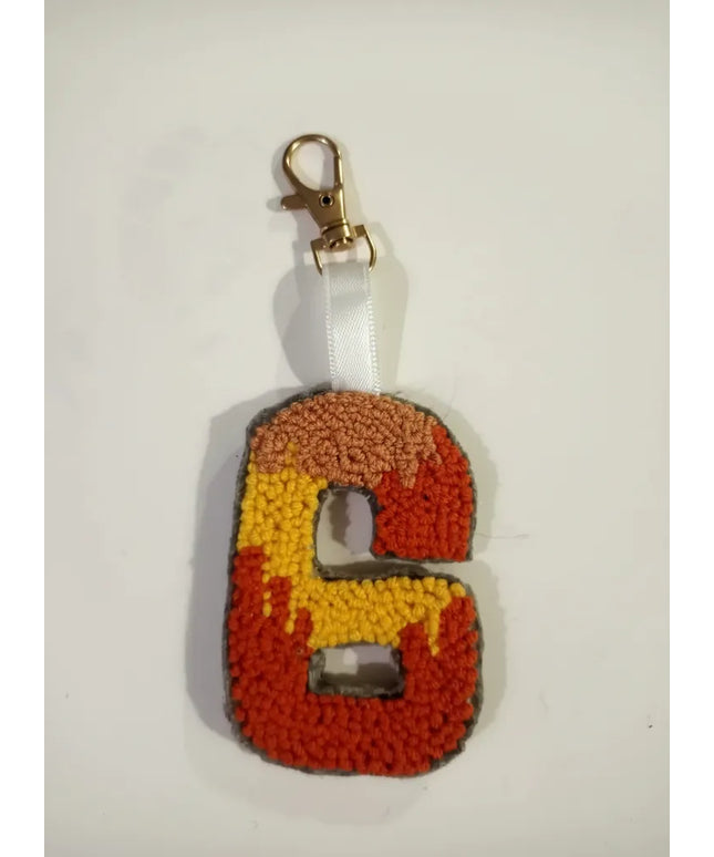 Turuncu Sarı ve Kahverengi Tonlarında 6 Rakamı Şeklinde Anahtarlık