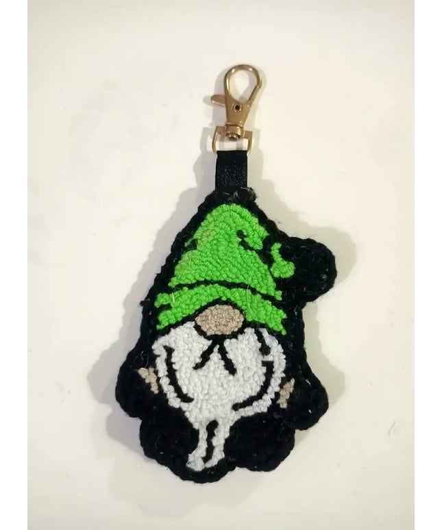 Yeşil Şapkalı Bahçe Cücesi Figürlü Anahtarlık El Yapımı