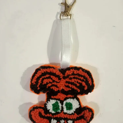 Turuncu Siyah Örgü Anksiyete Figürlü Anahtarlık El Emeği