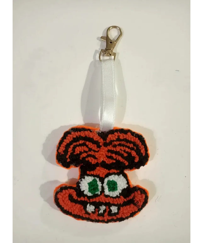 Turuncu Siyah Örgü Anksiyete Figürlü Anahtarlık El Emeği